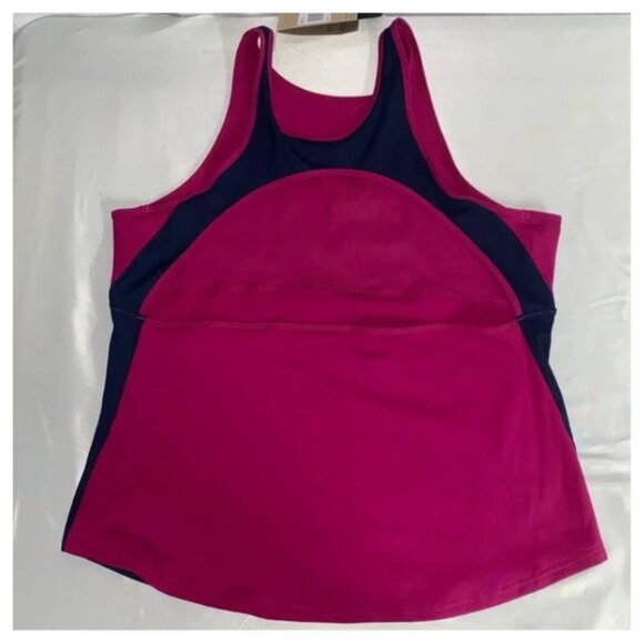 Nike Yoga NWT Women's Dri-Fit Fuchsia/Navy Athletic Tank Top, Size XXLarge - Picture 2 of 5